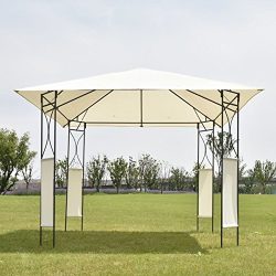 10’x10′ Square Gazebo Canopy Tent Shelter Awning Garden Patio W/Beige Cover