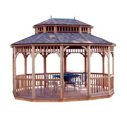 Handy Home Products Monterey Oval Gazebo, 10 x 14 Feet, Brown