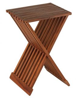 Bare Decor Leaf Folding Counterstool in Solid Teak Wood 24″ high