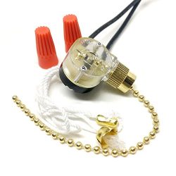 CeilingFanSwitch Zing Ear ZE-109 Ceiling Fan Light Lamp Canopy Replacement Pull Chain Switch (Brass)