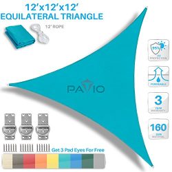 Patio Paradise 12′ x 12′ x 12′ Turquoise Green Sun Shade Sail Equilateral Tria ...