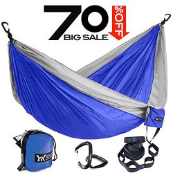 Winner Outfitters Single Camping Hammock With Tree Straps – Lightweight Nylon Portable Ham ...