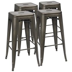 Furmax 30” High Metal Stools Backless Metal Stool Tolix Bar Stool Indoor-Outdoor Stackable ...