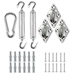 Shade&Beyond Shade Sail Hardware Kit Triangle, 6 Inches 316 Marine Grade Stainless Steel Sun ...