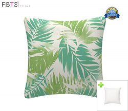 Indoor/Outdoor Throw Pillow with Insert 18×18 Inches Decorative Square Mint Leaf Cushion Co ...