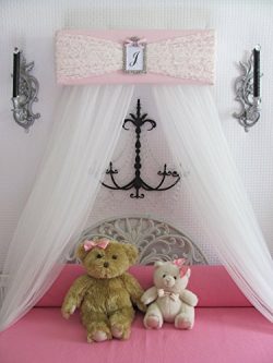 Bedroom Girls Bed Crib Canopy Pink Ivory LACE with WHITE sheer curtains SALE