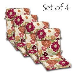 SET of 4 Outdoor Dining Chair Cushions, Single Welt and Zipper 44 x21x4.50 in Polyester fabric S ...