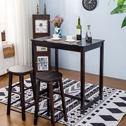 Merax 3-piece Dining Table Set High/Pub Table Set with 4 Bar Stools (3-piece Espresso)