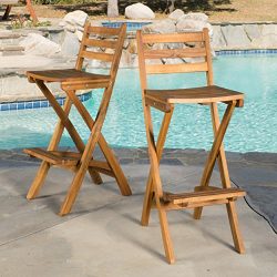 Atlantic Outdoor Folding Wood Bar Stools (Set of 2)