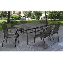 Jefferson Wrought Iron 7-Piece Patio Dining Set, Seats 6