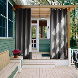 Outdoor Privacy Curtain for Patio – NICETOWN Window Treatment Grommet Top Blackout Water R ...