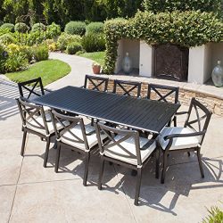 Eowyn 9 Piece Cast Aluminum Outdoor Dining Set With Expandable Table