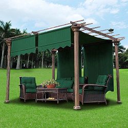 2pcs 15.5x4Ft Pergola Canopy Replacement Cover Gazebo Yard Green w/ Valance