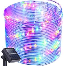 Solar Rope Lights,Oak Leaf 41ft Waterproof 100 LED Outdoor String Lights with PVC Tube Cover,Bla ...