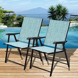 Sundale Outdoor Beach Yard Pool Sling Back Chairs Patio Recliner Garden Folding Chairs Space Sav ...