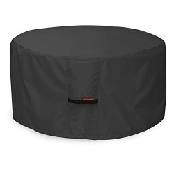 Porch Shield 600D Heavy Duty Patio Round Fire Pit/Table/Bowl Cover, 44″D x 24″H,100% ...