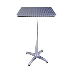 HomCom New Square Pub Bar Table Adjustment Home-Silver Aluminum Indoor Outdoor Patio