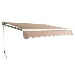 Patio Manual Retractable Sun Shade Awning, 9.8’x8.2′ Door Awnings Canopy