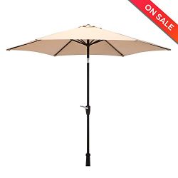 LCH 9 Ft Outdoor Market Table Umbrella Aluminum Patio Umbrella with Durable Push Button Tilt and ...