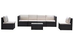Outdoor And Indoor Garden Patio Sofa Set 7PCS Reconfigurable Stylish And Modern Style With Seat  ...