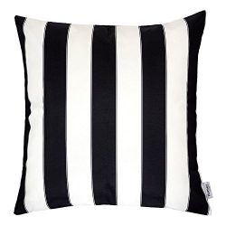 Homey Cozy Outdoor Throw Pillow Cover, Classic Stripe Black Large Pillow Cushion Water/UV Fade/S ...