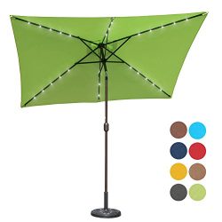 Sundale Outdoor Rectangular Solar Powered 26 LED Lighted Patio Umbrella Table Market Umbrella wi ...