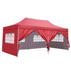 10×20 Ft Pop up Canopy Party Wedding Gazebo Tent Shelter with Removable Side Walls Red