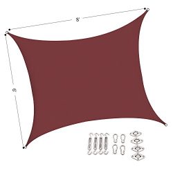 Outhere 6’X8′ Small Sun Shade Shade Sail Rectangle with Stainless Steel Hardware Kit ...