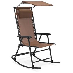Best Choice Products Foldable Zero Gravity Rocking Patio Recliner Chair w/ Sunshade Canopy ̵ ...