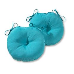 Greendale Home Fashions 15 in. Round Outdoor Bistro Chair Cushion (set of 2), Teal