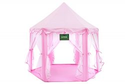 Play Kreative Pink Princess CASTLE GAZEBO TENT with carry Case. Girls Pink Fairy Playhouse with  ...