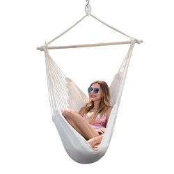 Y-STOP Hanging Rope Hammock Chair Porch Swing Seat Quality Cotton Weave for Superior Comfort &am ...