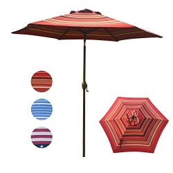 Abba Patio Striped Patio Umbrella 9-Feet Outdoor Market Table Umbrella with Push Button Tilt and ...