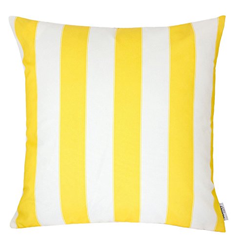 Homey Cozy Outdoor Throw Pillow Cover, Classic Stripe Yellow Large