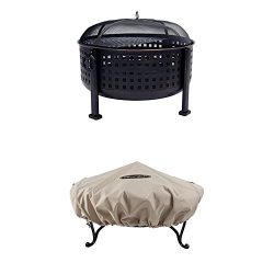 Pleasant Hearth OFW821RC Langston 12″ Deep Bowl Fire Pit with Round Fire Pit Cover,Small