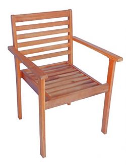 Zen Garden Eucalyptus Stackable Patio Outdoor Arm Chair, 23.25″ x 23.25″ x 34″ ...