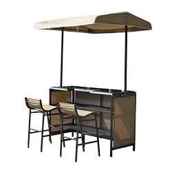 Outsunny 3 Piece Outdoor Mesh Cloth Canopy Bar Set – Table & Two Chairs
