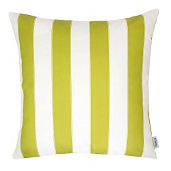 Homey Cozy Outdoor Throw Pillow Cover, Classic Stripe Lime Green Large Pillow Cushion Water/UV F ...