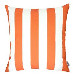 Homey Cozy Outdoor Throw Pillow Cover, Classic Stripe Orange Large Pillow Cushion Water/UV Fade/ ...