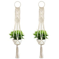 Accmor 2 Pack Macrame Plant Hanger Wall Art with Circular Ring, Pure Handmade Cotton Rope Indoor ...