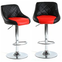 Magshion 2017 Model Bar Stool Chair Dining Counter Bar Pub- Set of 2 (Black/Red)