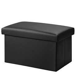 Foldable Leather Storage Ottoman Bench Footrest Stool, Coffee Table Cube For Home, Office, Garde ...