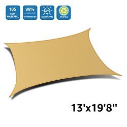 DOEWORKS Rectangle 13′ X 19’8” Sun Shade Sail, UV Block for Outdoor Patio Gard ...