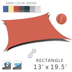 LOVE STORY 13′ x 19.5′ Rectangle Orange Red Waterproof Sun Shade Sail Perfect for Ou ...