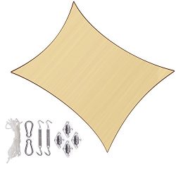 Sunlax 10′ x 13′ Sand Color Rectangle UV Block Sun Shade Sail Canopy with Stainless  ...