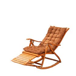 L&J Chaise Lounges,Rocking Chair Patio Lounger Chair Old Man Bamboo Folding Chairs Summer Na ...