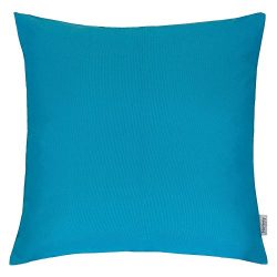 Homey Cozy Outdoor Throw Pillow Cover, Classic Solid Aqua Blue Large Pillow Cushion Water/UV Fad ...