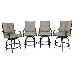 Ulax Furniture Outdoor 4-Piece Counter Height Swivel Bar Stools High Patio Dining Chair Set