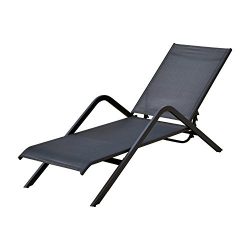 Outsunny Outdoor Patio Reclining Chaise Lounge Chair – Black