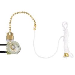 uxcell ZE-109 ON-OFF Brass Pull Chain Lamp Switch with 3 Feet Braided Cord 6A 125V 3A 250V for C ...